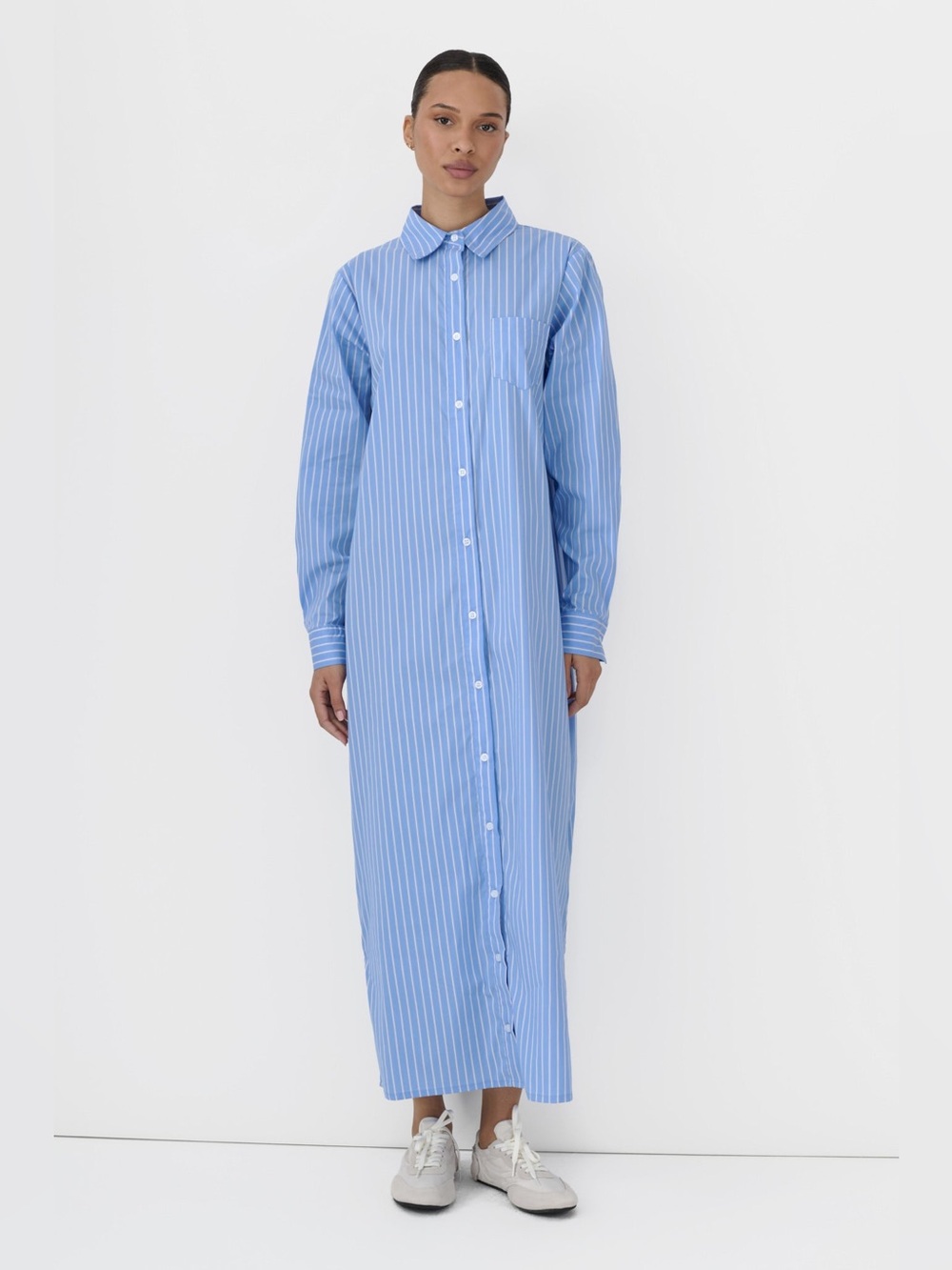 Recollection blue and white maxi striped shirt dress NWT small originally $98